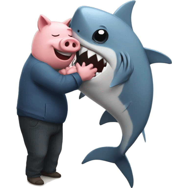 Shark hug pig  emoji