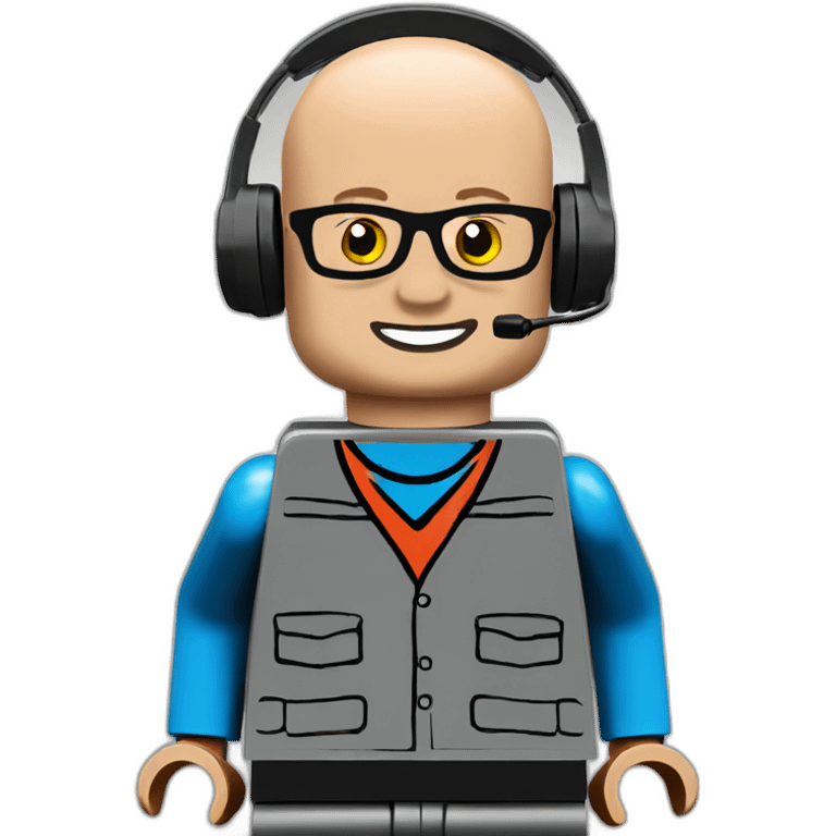 LEGO customer service bald men with headset with red shirt emoji