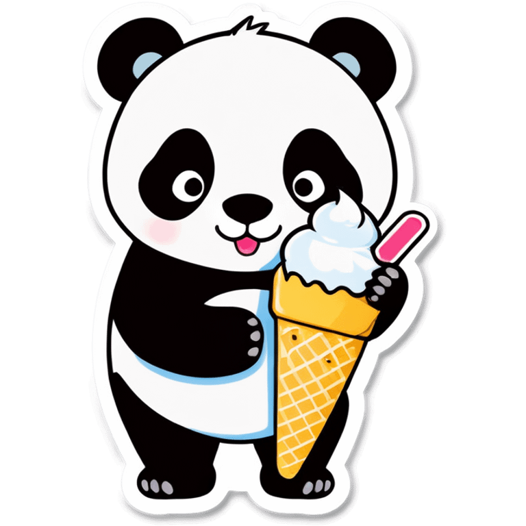 Panda eating ice cream emoji