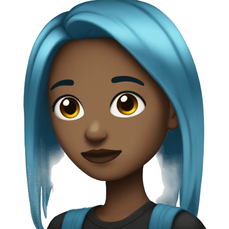 emo girl brown skin blue hair  emoji