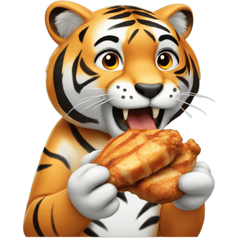 Tiger eating chicken emoji