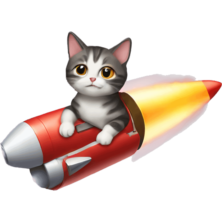 tiny cat riding a rocket emoji