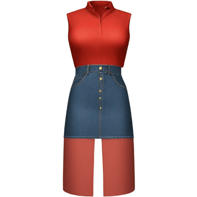 Realistic A-line high waisted red denim skirt, isolated emoji