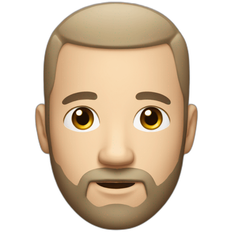 white man with small eyes and black buzz cut and full beard emoji