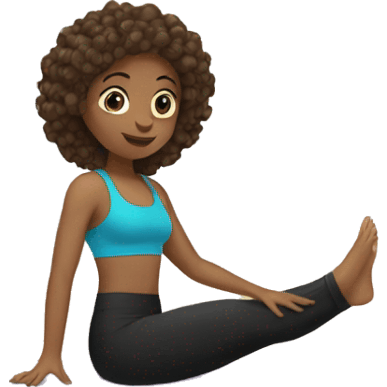 Light brown and black haired girl doing Pilates emoji