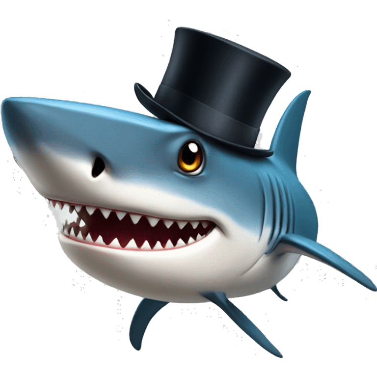 Shark with a top hat emoji