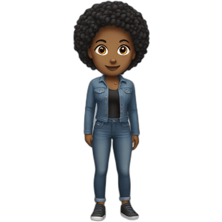 Mujer negra pelo recogido emoji