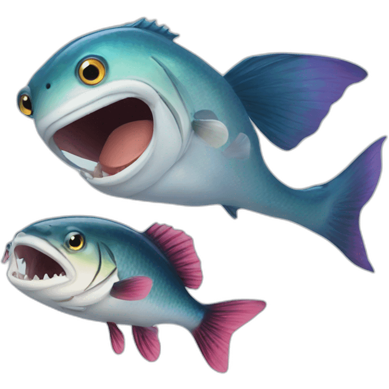 fish getting eaten by a bigger fish emoji