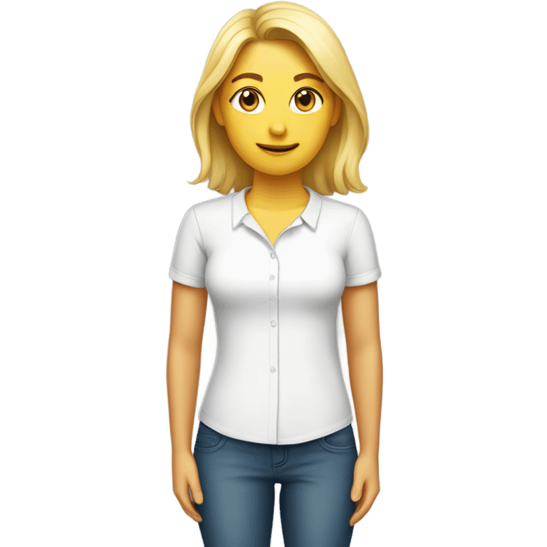 Single white women's short-sleeved shirt, no characters emoji