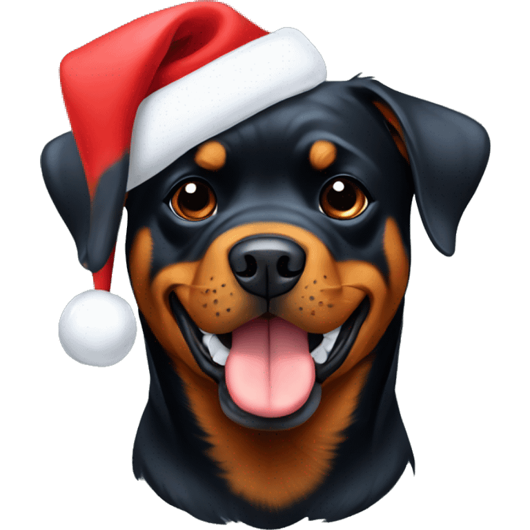 Rottweiler with Christmas hat emoji