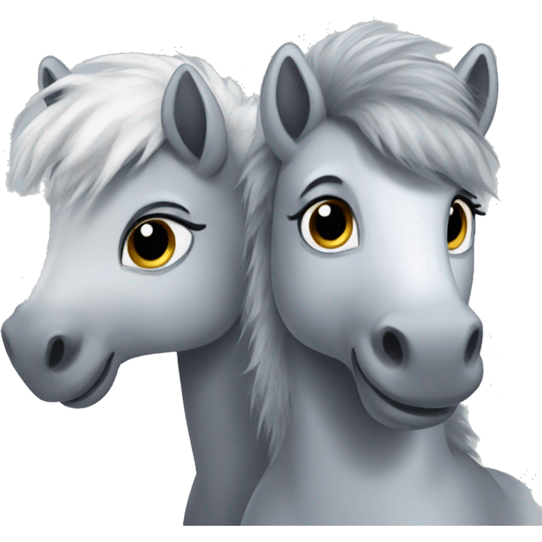 Two grey fluffy ponies  emoji