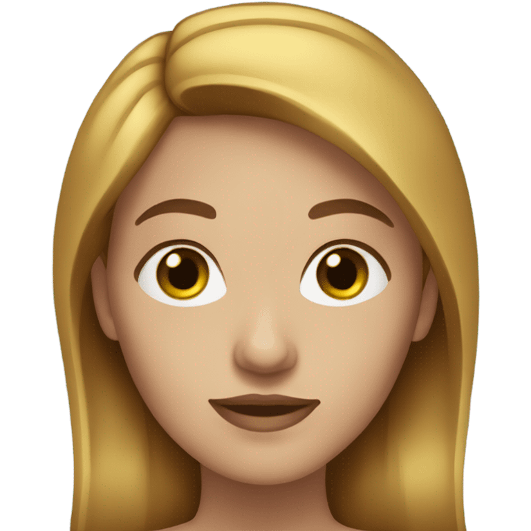 Woman with golden brown hair and blue-green eyes emoji