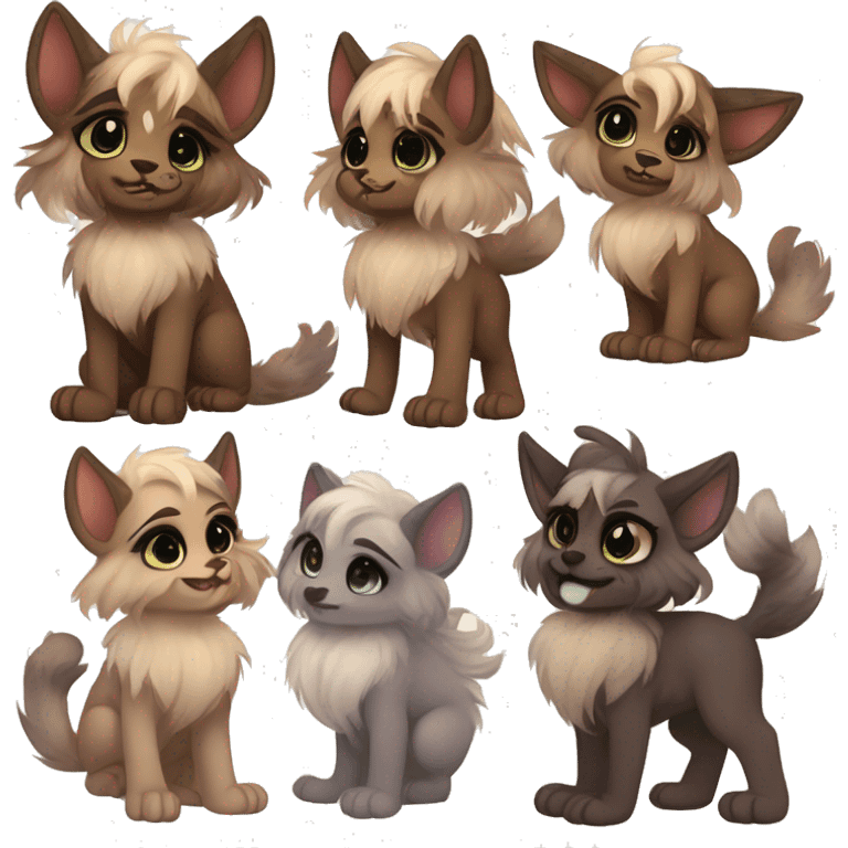 Cute anthropomorphic furry fantasy-animal-fursona griffsnuff & LiLaiRa & Falvie full body emoji