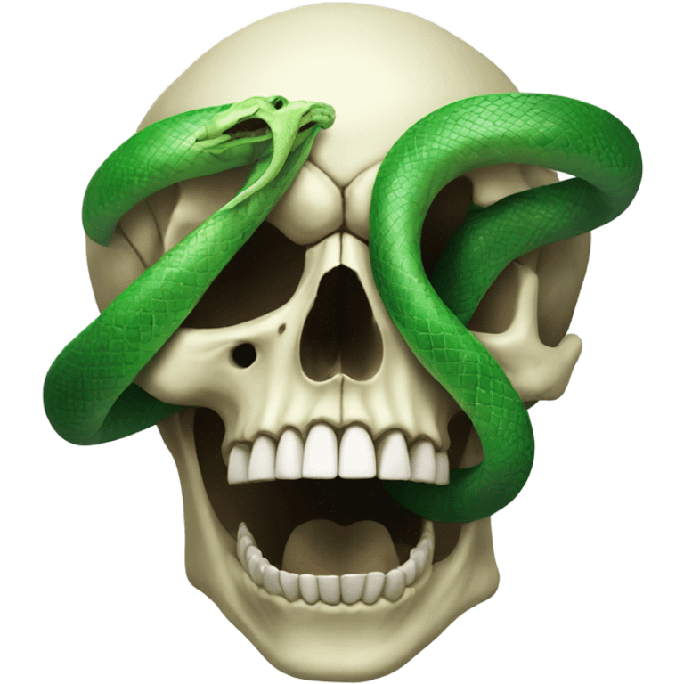 realistic skull with open mouth green snake emoji