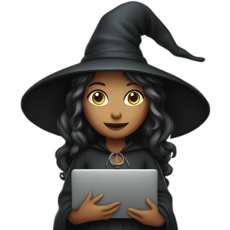 Witch holding laptop emoji