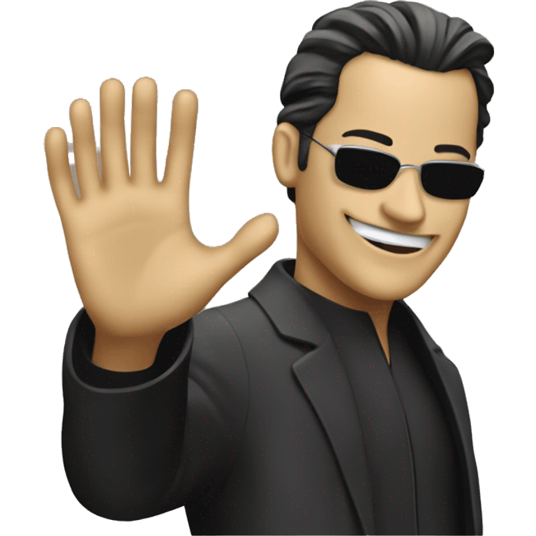 Neo from matrix waving emoji