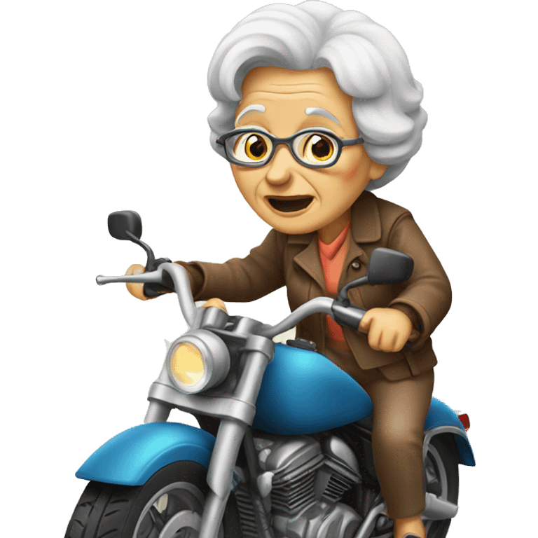 Old lady in a motorcycle  emoji