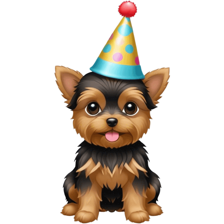 baby yorkie with a party hat on emoji