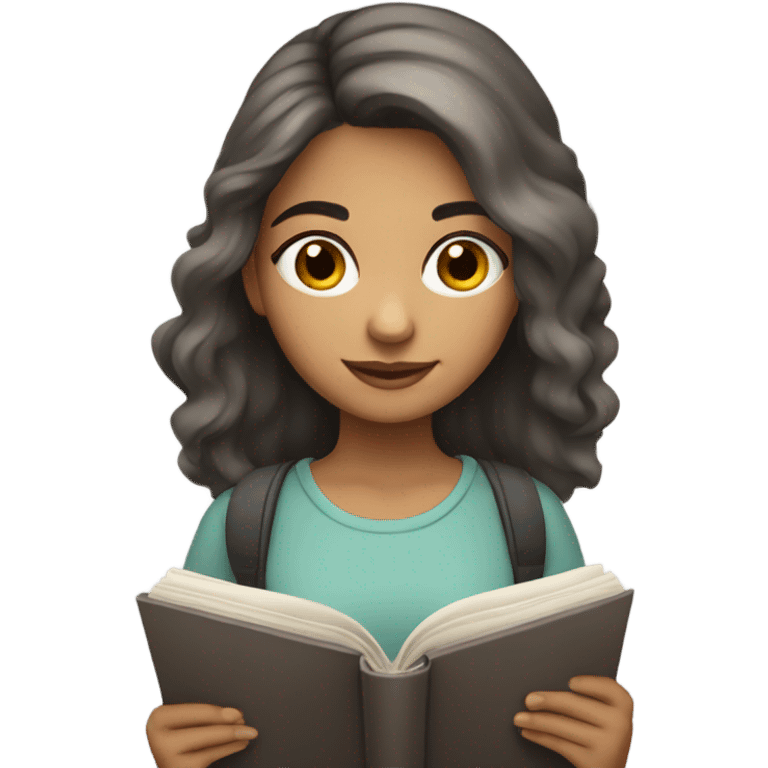 girl reading book, brown eyes, Hispanic, grayish hair  emoji