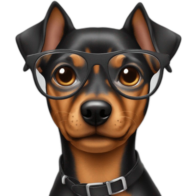 pinscher with colombian boy with silver glasses emoji