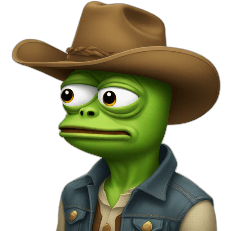 Portrait of Cowboy Pepe The Frog sad emoji