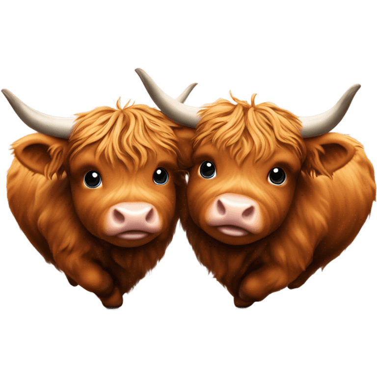 Baby Highland cow hearts emoji