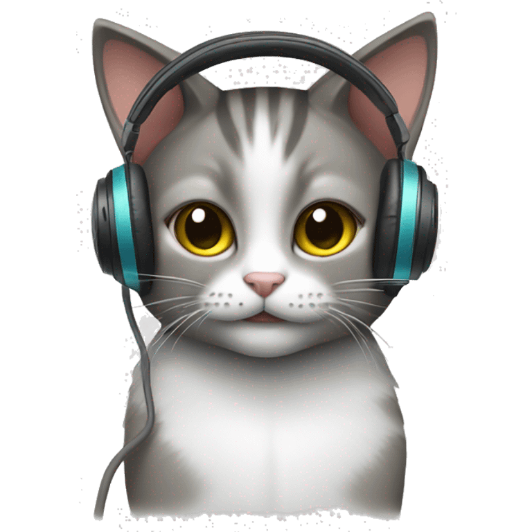 Cat with headphones cleaning emoji