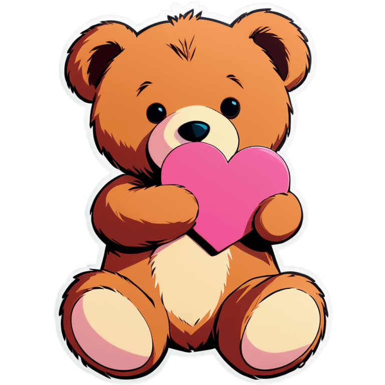 teddy bear holding a pink heart emoji