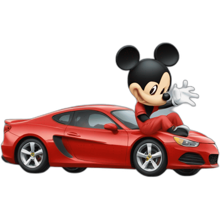 Mickey sur une voiture de sport emoji