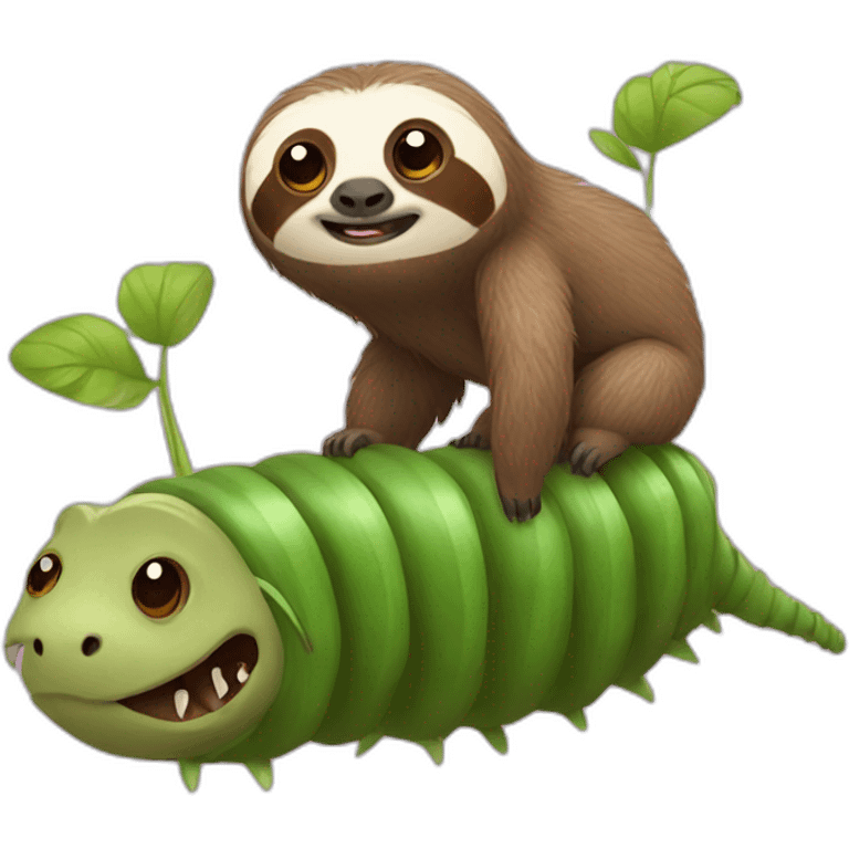 sloth riding caterpillar with head emoji