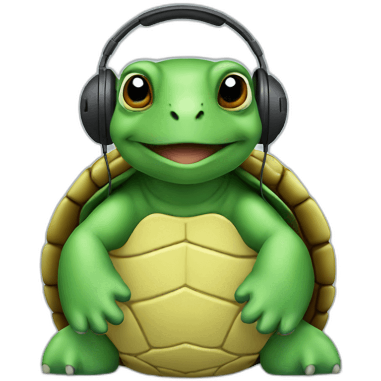 Turtle wearing headphone emoji