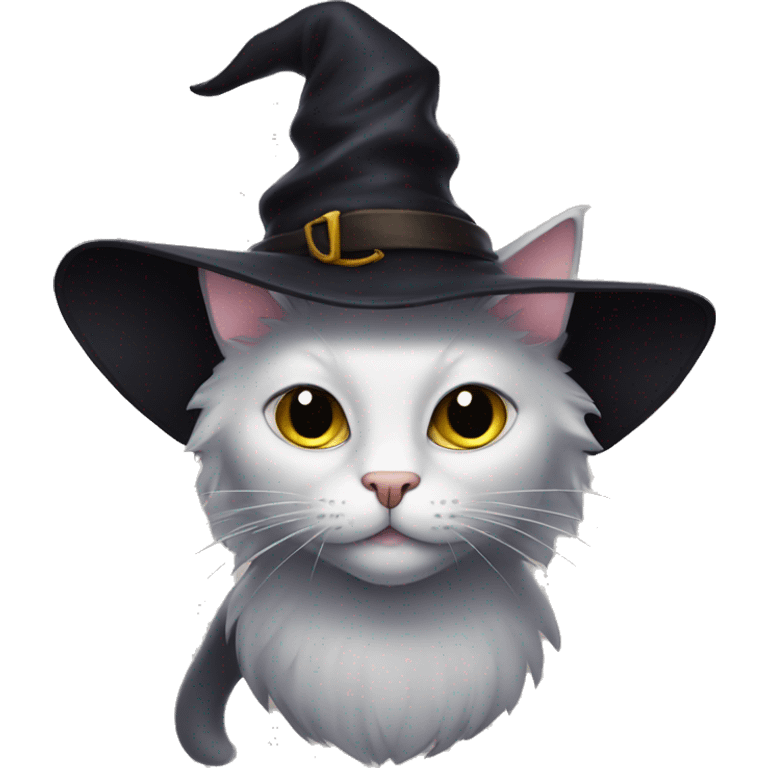 Black cat in a witch hat emoji