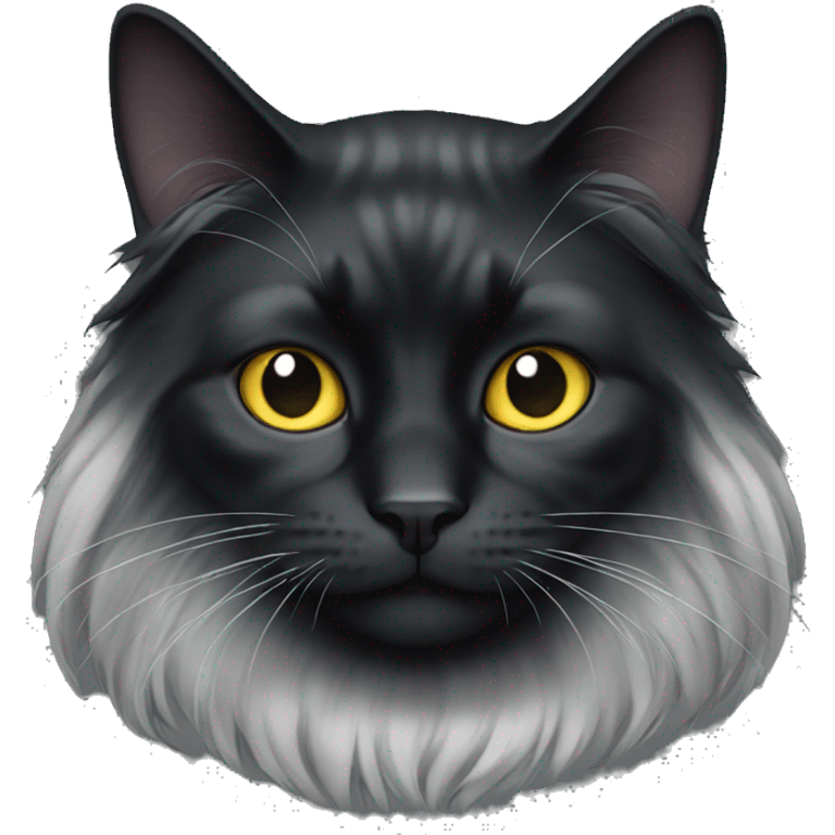 Long haired black cat emoji