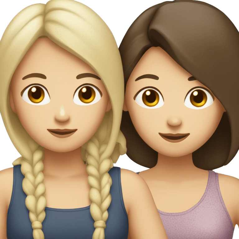 asian woman and brunette white girl lesbian couple  emoji