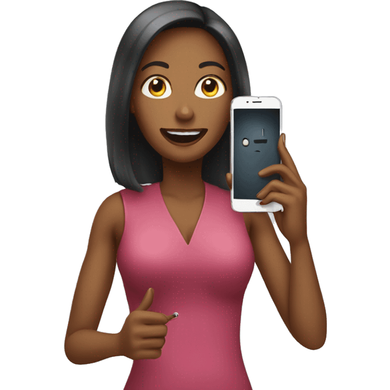 woman showing big phone emoji