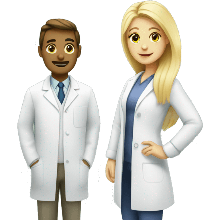 male Chemist in lab and blonde female pharmacist emoji