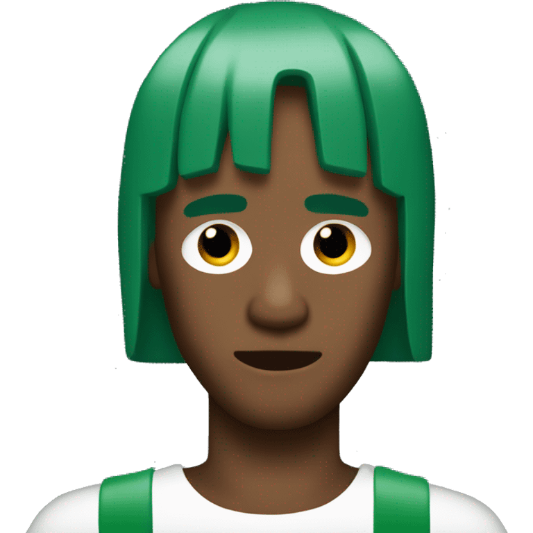 Frank ocean with green hair and left hand covering his eyes emoji