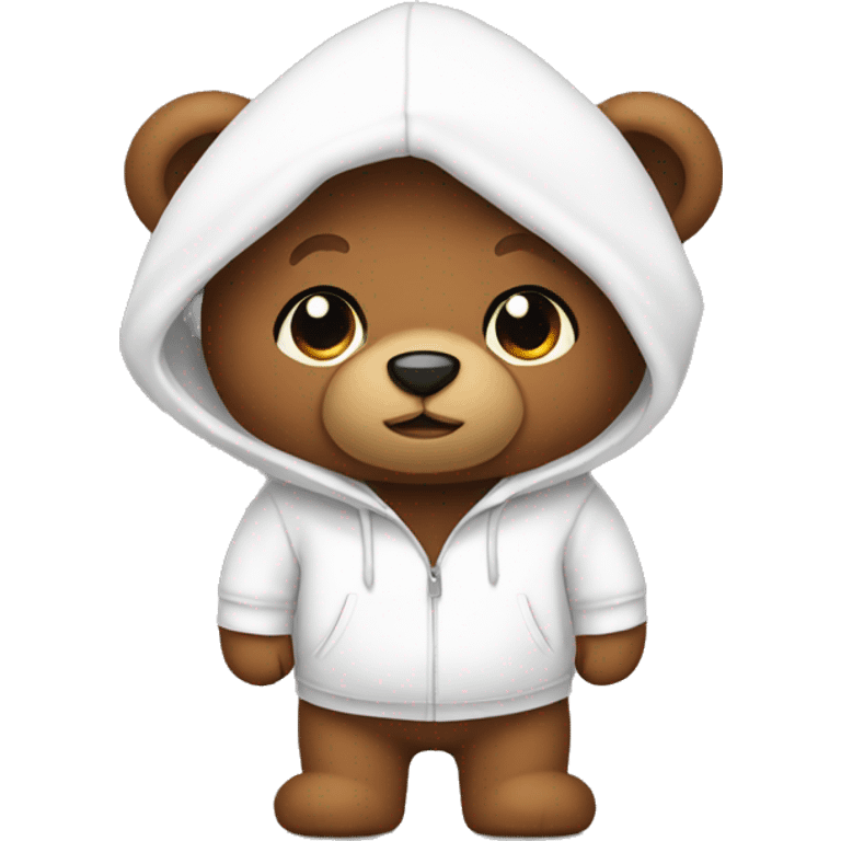 Brown teddy bear with white hoodie emoji