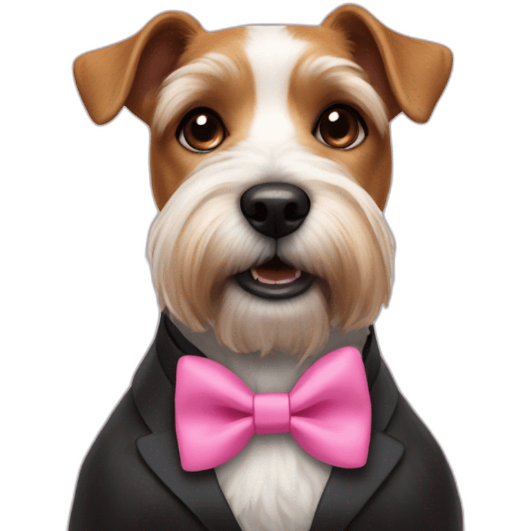 norwhich terrier with a pink bowtie emoji