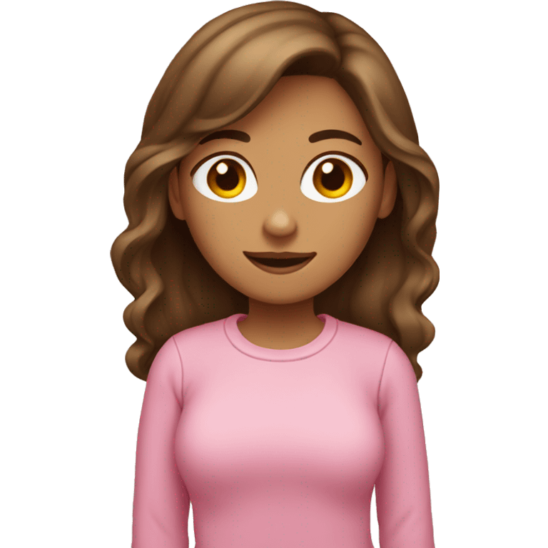 tan girl with brown hair and pink sweater  emoji