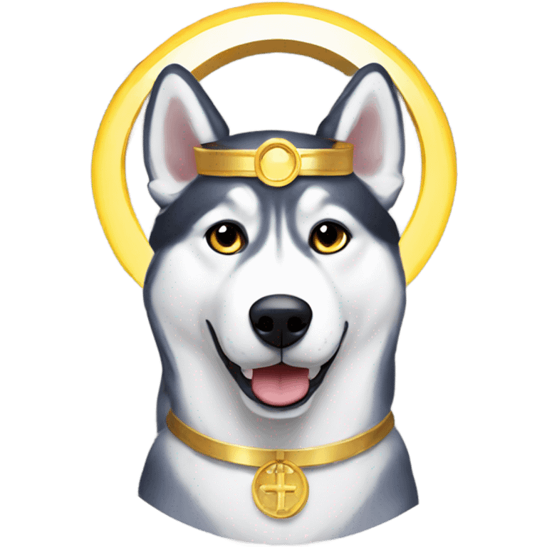 Husky with a saint halo above head emoji