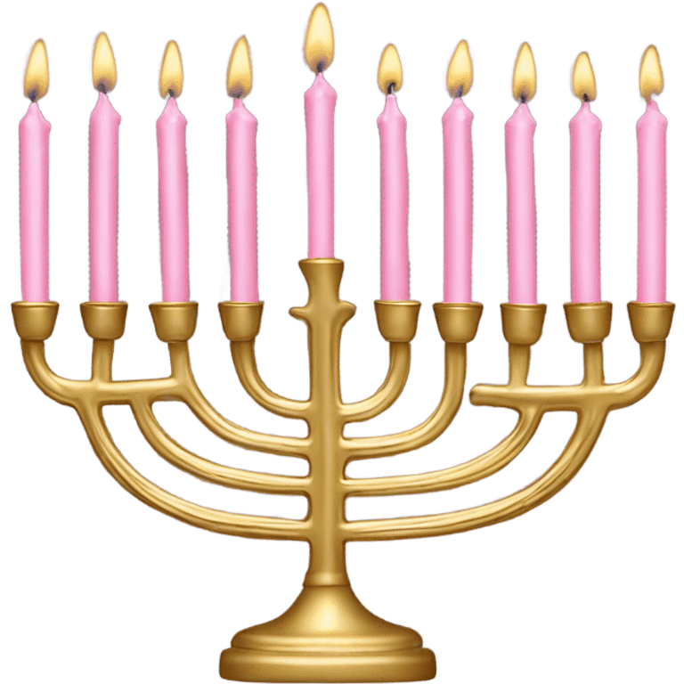 skinny gold menorah with light pink candles  emoji