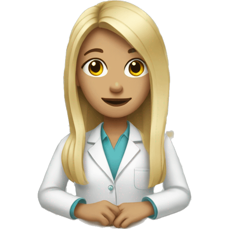 girl with blonde long flat hair working in a pharmacy emoji