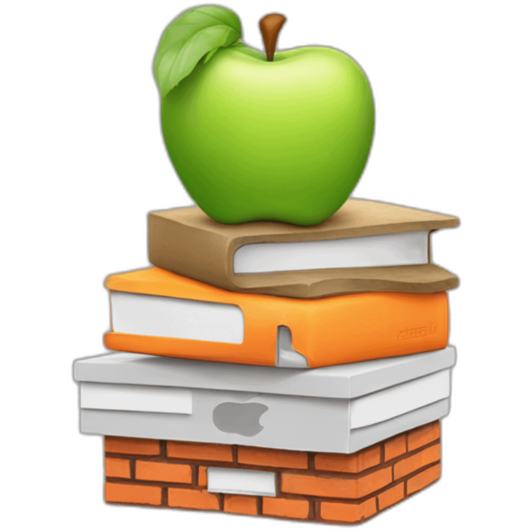 stack of macbook on top of apple on top of orange on top of brick on top of lizard on top of bird emoji