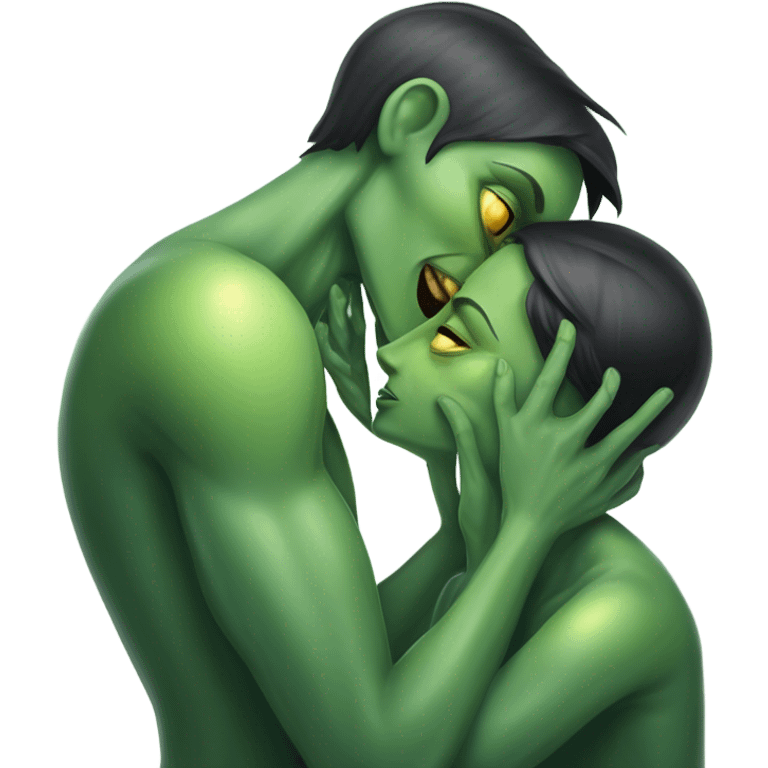 a Reptilian alien woman kissing Man  emoji