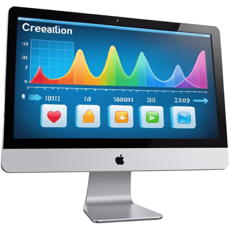 Create an emoji for animation and motion design. Show a computer monitor displaying moving cartoon creation process, with a timeline, keyframes, and motion effects. Use modern, vibrant colors. No emojis or smiley faces. Transparent background. emoji