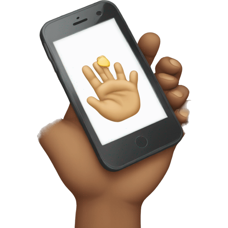 hand holding smartphone emoji