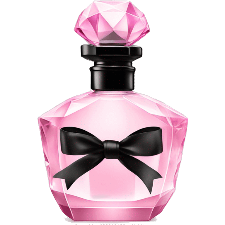 light pink crystal perfume bottle with black ribbon display emoji