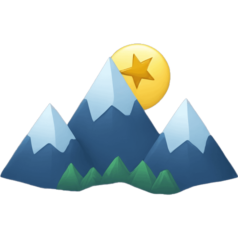 Three mountains with a star above each mountain  emoji