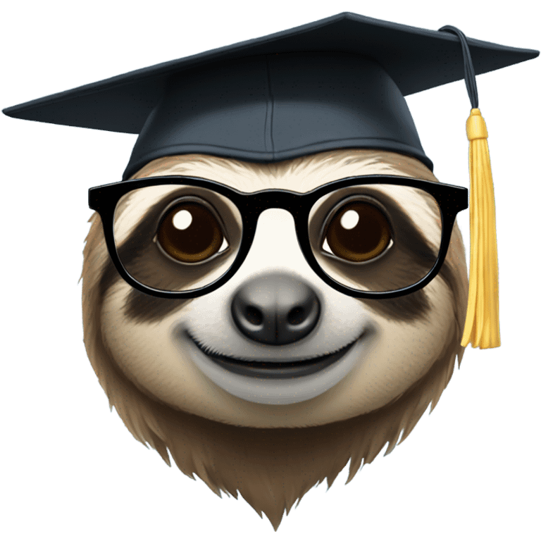 Sloth with glasses and graduation hat emoji